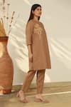 Linen Bloom_Brown 100% Linen Pencil Pant _Online_at_Aza_Fashions