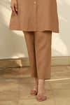 Shop_Linen Bloom_Brown 100% Linen Pencil Pant _Online_at_Aza_Fashions