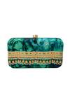 Puneet Gupta_Blue Artic Printed And Embroidered Clutch_Online_at_Aza_Fashions