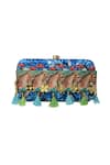 Buy_Puneet Gupta_Multi Color Multi-coloured Printed Clutch With Tassels_at_Aza_Fashions