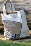 Buy_Linen Bloom_Beige Floral Motif Linen Tote Bag _at_Aza_Fashions