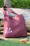 Buy Linen Bloom Maroon Floral Motif Linen Pintuck Tote Bag at Aza Fashions Buy_Linen Bloom_Maroon Floral Motif Linen Pintuck Tote Bag _at_Aza_Fashions
