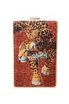 Buy_Puneet Gupta_Orange Leopard Graphic Print Clutch_at_Aza_Fashions