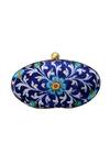 Puneet Gupta_Blue Floral Printed Clutch_Online_at_Aza_Fashions