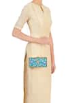 Shop_Puneet Gupta_Blue Abstract Floral Print Clutch _at_Aza_Fashions