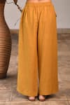 Buy_Linen Bloom_Yellow Pure Linen Pants _Online_at_Aza_Fashions