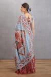 Shop_Torani_Blue Silk Organza, Handwoven Chanderi Chintz Motifs Samsara Taahira Blouse _Online_at_Aza_Fashions