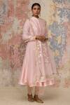 Buy_Devnaagri_Pink Organza, , Shantoon, Embroidered Jacket And Anarkali Set _at_Aza_Fashions
