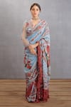 Buy_Torani_Blue Silk Crepe Chintz Motifs Samsara Taahira Saree _at_Aza_Fashions