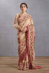 Buy_Torani_Beige Printed Chintz Motifs Kasturi Taahira Saree  _at_Aza_Fashions