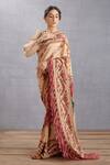 Buy_Torani_Beige Printed Chintz Motifs Kasturi Taahira Saree  _Online_at_Aza_Fashions