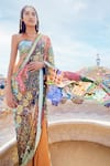 Aisha Rao_Multi Color Georgette Sequins V-neck Trencadis Pattern And Work Saree With Blouse _at_Aza_Fashions