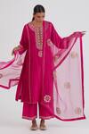 Lajjoo C_Pink Organza Embroidery Zardozi Anushka Floral Dupatta _Online_at_Aza_Fashions