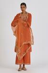 Buy_Lajjoo C_Orange Organza Embroidery Zardozi Vallika Dupatta _Online_at_Aza_Fashions