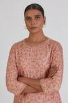 Lajjoo C_Pink Silk Embroidered Floral Round Mugdha Kurta And Sharara Set _Online_at_Aza_Fashions