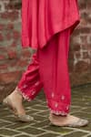 Shop_Vashisht Guru Dutt_Coral Raw Silk Embroidered Kurta Set_Online_at_Aza_Fashions