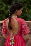 Buy_Vashisht Guru Dutt_Coral Handloom Chanderi Embroidered Anarkali And Lehenga Set For Women_Online_at_Aza_Fashions
