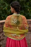 Shop_Vashisht Guru Dutt_Coral Handloom Chanderi Embroidered Anarkali And Lehenga Set For Women_Online_at_Aza_Fashions