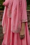 Vashisht Guru Dutt_Pink Handloom Chanderi And Raw Silk Sequin & Bead Embellished High Low Kurta Set _Online_at_Aza_Fashions