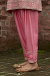 Buy_Vashisht Guru Dutt_Pink Raw Silk Embroidered Floral Round Panelled Kurta Set _Online_at_Aza_Fashions