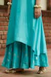 Shop_Vashisht Guru Dutt_Blue Handloom Mul Chanderi Embroidered Floral Layered Tunic And Tulip Pant Set_Online_at_Aza_Fashions
