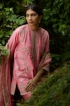 Vashisht Guru Dutt_Pink Handloom Chanderi Embroidery Gota Round And Zari Kurta Gharara Set  _Online_at_Aza_Fashions