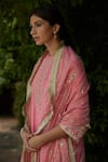 Vashisht Guru Dutt_Pink Handloom Chanderi Embroidery Gota Round And Zari Kurta Gharara Set  _at_Aza_Fashions