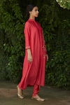 Buy_Vashisht Guru Dutt_Coral Handloom Chanderi Patchwork Zari And Embroidered Kurta & Pant Set _Online_at_Aza_Fashions