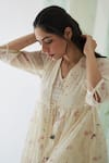 Shop_Banera_Cream Silk Chanderi And Dobby Checks Block Amber Overlay With _Online_at_Aza_Fashions