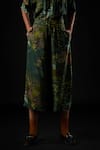 Shop_Yavi_Green Silk Floral Aran Wide Leg Pants  _at_Aza_Fashions