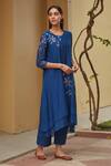 Buy Vaayu Blue Asymmetric Applique Kurta And Pant Set Online at Aza Fashions Buy_Vaayu_Blue Asymmetric Applique Kurta And Pant Set _Online_at_Aza_Fashions