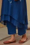Vaayu Blue Asymmetric Applique Kurta And Pant Set at Aza Fashions Vaayu_Blue Asymmetric Applique Kurta And Pant Set _at_Aza_Fashions