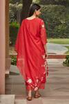 Buy_Vaayu_Red Muslin Cotton Applique Floral Round Kurta Set  _Online_at_Aza_Fashions