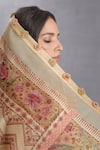 Shop Torani Beige Applique, Tassels Kasturi Rania Scarf Online at Aza Fashions Shop_Torani_Beige Applique, Tassels Kasturi Rania Scarf _Online_at_Aza_Fashions