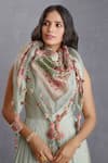 Buy_Torani_Green Applique, Tassels Jaituni Rania Scarf _at_Aza_Fashions