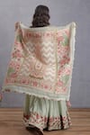 Shop_Torani_Green Applique, Tassels Jaituni Rania Scarf _at_Aza_Fashions