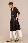 Buy_AMPM_Black Chanderi 70 Gm V Neck Alizeh Dress _Online_at_Aza_Fashions