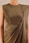 Buy_AMPM_Brown Silk Blend Round Ila Neck Saree Gown _Online_at_Aza_Fashions