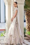 Buy_Osaa by Adarsh_Off White Organza Embroidery Aari Leaf Neck Thread Bridal Lehenga Set  _Online_at_Aza_Fashions