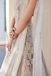 Osaa by Adarsh_Off White Organza Embroidery Aari Leaf Neck Thread Bridal Lehenga Set  _at_Aza_Fashions