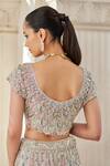 Buy_Osaa by Adarsh_Off White Organza Embroidery Aari Leaf Neck Thread Bridal Lehenga Set  