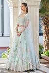 Buy_Osaa By Adarsh_Blue Organza Zari, Embroidery Scoop Neck Pastel Lehenga Set _Online_at_Aza_Fashions
