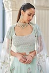 Shop_Osaa By Adarsh_Blue Organza Zari, Embroidery Scoop Neck Pastel Lehenga Set _Online_at_Aza_Fashions