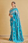 Osaa by Adarsh_Green Mulberry Silk Hand Embroidery Flower Vine Saree With Blouse _Online_at_Aza_Fashions