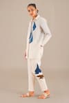 AMPM_Ivory Linen Bird Shirt Collar Motif And Straight Pant Set _Online_at_Aza_Fashions