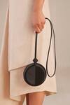 Ampm_Black Quilting Aiza Circular Shape Sling Bag _Online_at_Aza_Fashions