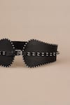 Ampm_Black Embellished Laser Cut Corset Belt _Online_at_Aza_Fashions