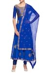 Buy_Latha Puttanna_Blue Embroidered Anarkali Set_at_Aza_Fashions