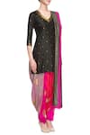 Latha Puttanna_Black Pink And Embellished Kurta Set  _Online_at_Aza_Fashions