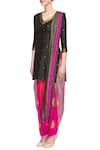 Buy_Latha Puttanna_Pink And Black Embellished Kurta Set_Online_at_Aza_Fashions